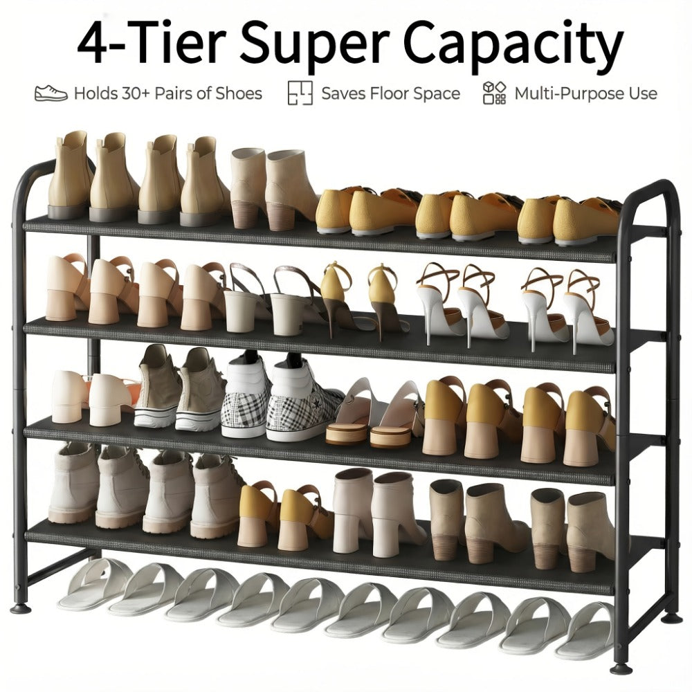 4-Tier Wide Shoe Rack with Stackable Design and Large-Capacity Storage for Entryway detail image - detail view 12