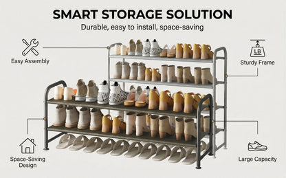 4-Tier Wide Shoe Rack with Stackable Design and Large-Capacity Storage for Entryway detail image - detail view 24
