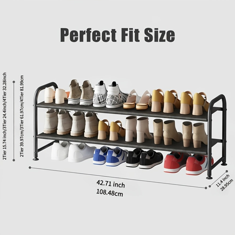 4-Tier Wide Shoe Rack with Stackable Design and Large-Capacity Storage for Entryway detail image - detail view 4