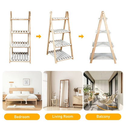 4-Tier Wood Ladder Shelf with Tool-Free Assembly and Multiple Color Options for Entryway detail image - detail view 13