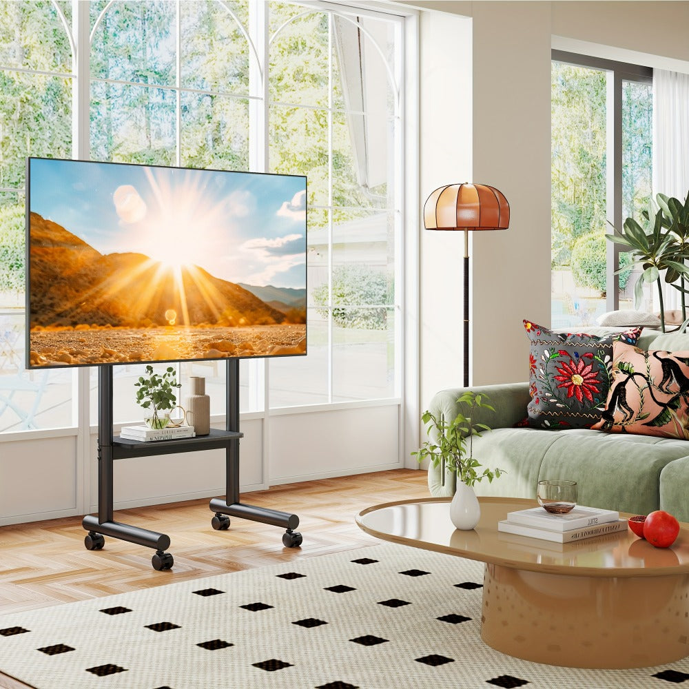 40-75 Inch Rolling TV Stand with Adjustable Height, Media Console Cabinet for Living Room detail image - detail view 3