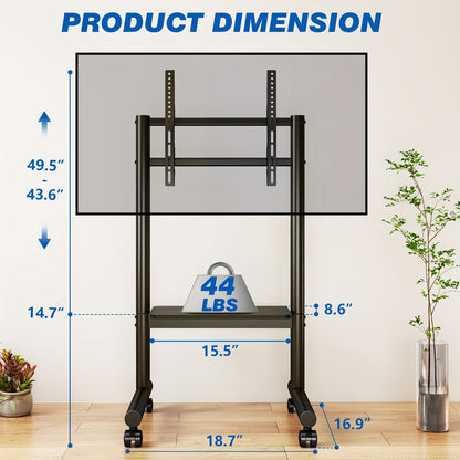 40-75 Inch Rolling TV Stand with Adjustable Height, Media Console Cabinet for Living Room detail image - detail view 4