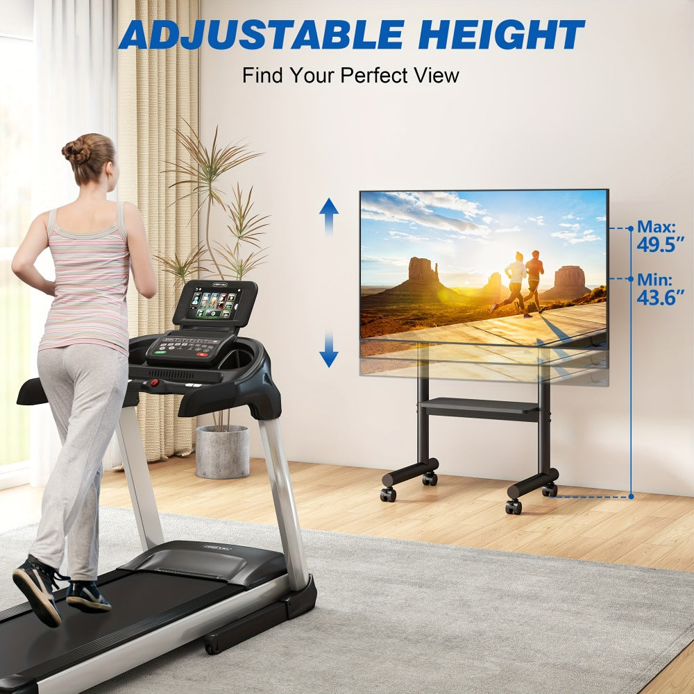 40-75 Inch Rolling TV Stand with Adjustable Height, Media Console Cabinet for Living Room detail image - detail view 5