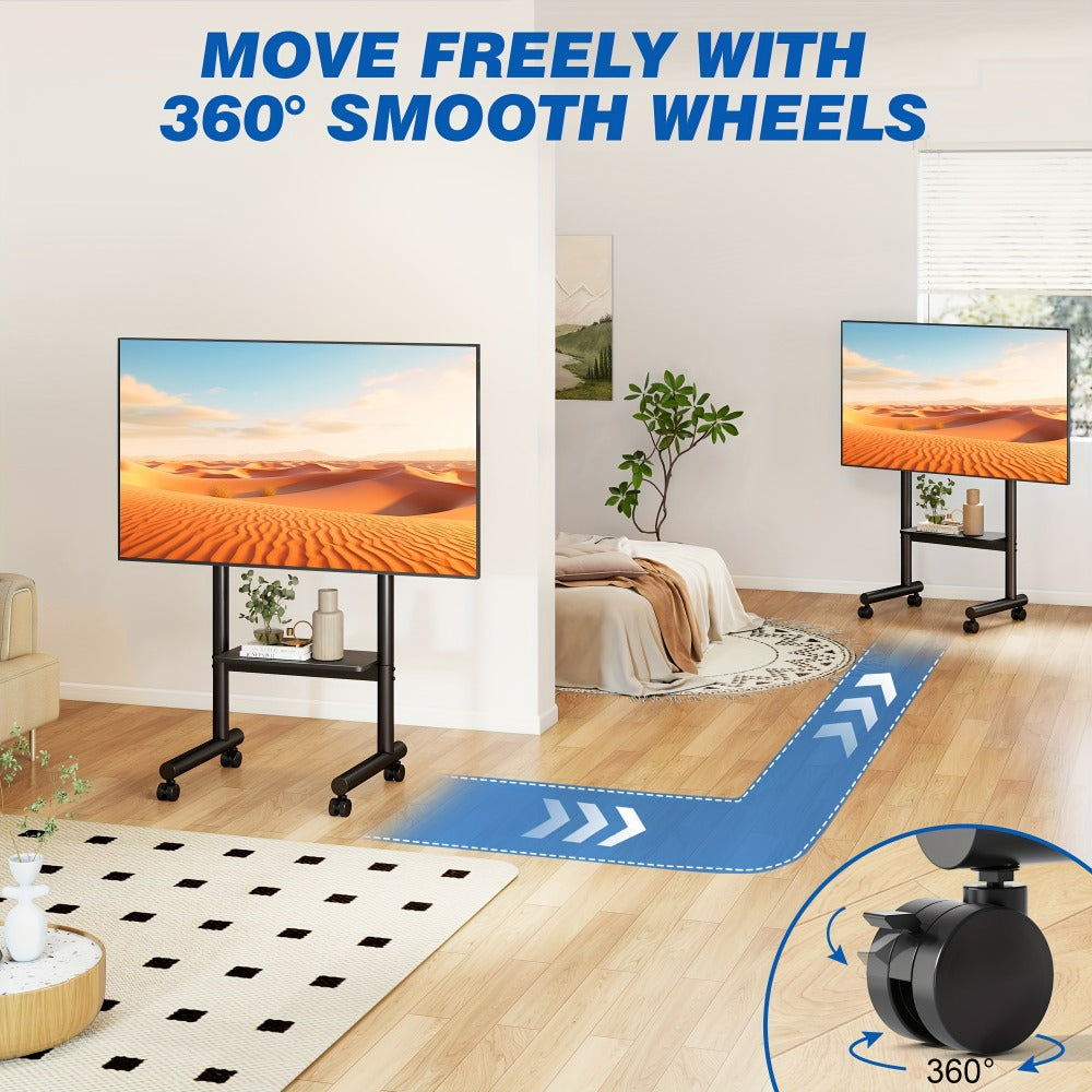 40-75 Inch Rolling TV Stand with Adjustable Height, Media Console Cabinet for Living Room detail image - detail view 7