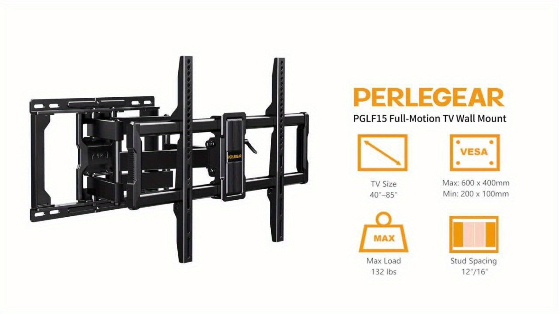 40-86 Inch Heavy-Duty TV Wall Mount with Full-Motion Adjustment and 132 lb Capacity detail image - detail view 9