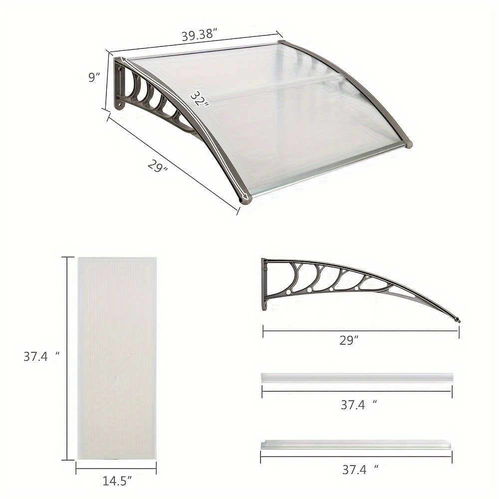 40-Inch Polycarbonate Door And Window Awning for Patio and Entryway detail image - detail view 12