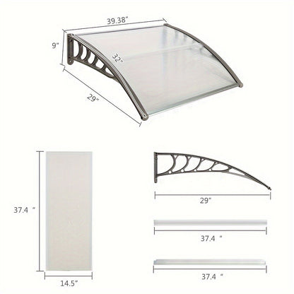 40-Inch Polycarbonate Door And Window Awning for Patio and Entryway detail image - detail view 12