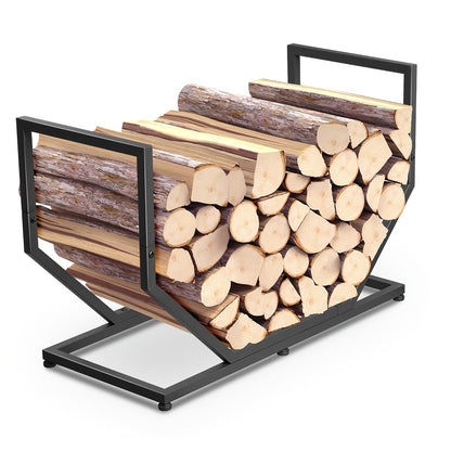 2.58-Foot Firewood Rack with Raised Metal Frame, Open Ends and Four Adjustable Leveling Feet