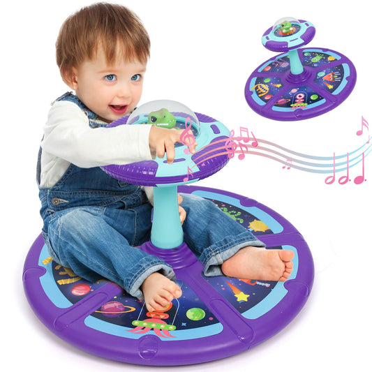 Dinosaur Spin Seat Toy for Toddlers 18 Months+ – 360° Sit and Spin with Music, Indoor Interactive Sensory Balance Toy, Supports Up to 110 lbs, Birthday Christmas Gift for Boys & Girls