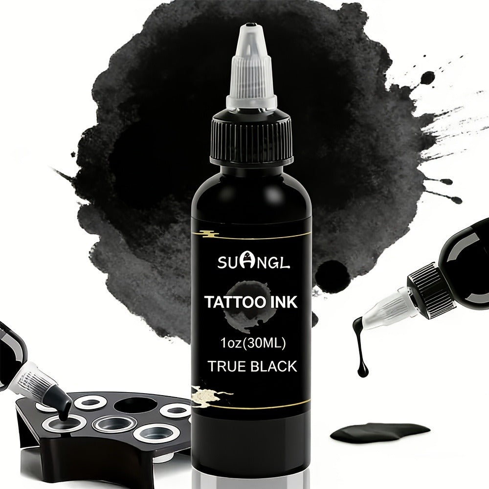 Tattoo Ink Black & White Set 1.01oz — High Brightness Fine Particle Formula, Permanent Body Ink, Needle & Machine Compatible for Professional Studios & Hobbyists