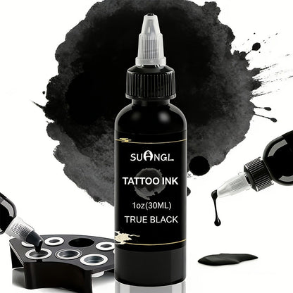 Tattoo Ink Black & White Set 1.01oz — High Brightness Fine Particle Formula, Permanent Body Ink, Needle & Machine Compatible for Professional Studios & Hobbyists