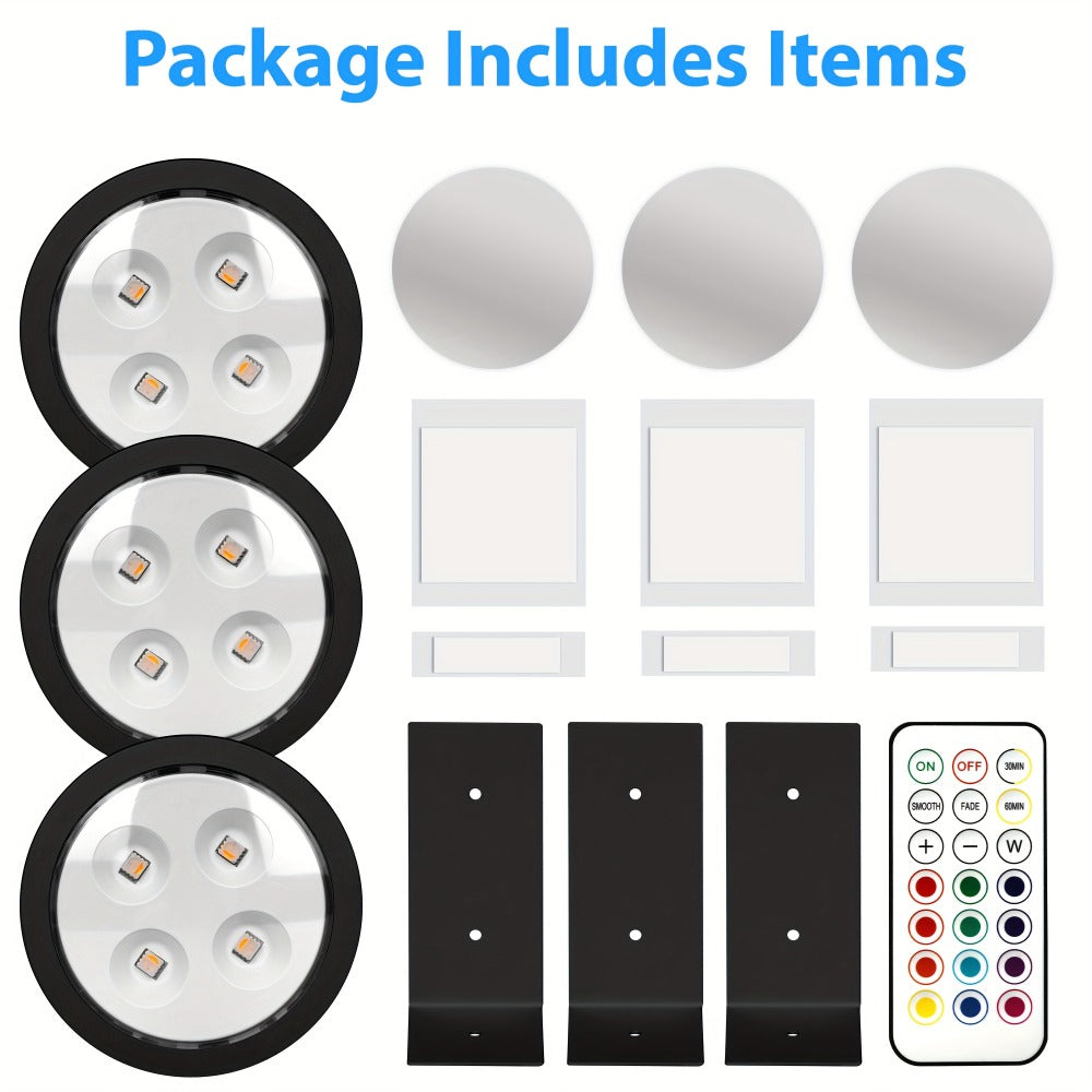 Picture Lights for Wall 13 RGB Color LED Art Light, Wireless Battery Operated Magnetic Painting Light with Remote, 3/6/12Pcs Puck Lights for Picture Frame Home Wall Decor
