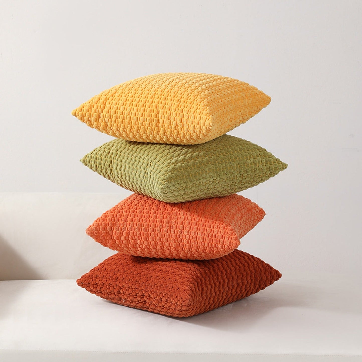 Double-Sided Plush Throw Pillow Covers, Four-Piece Set in 18 x 18 or 20 x 20-Inch Sizes and Four Colors