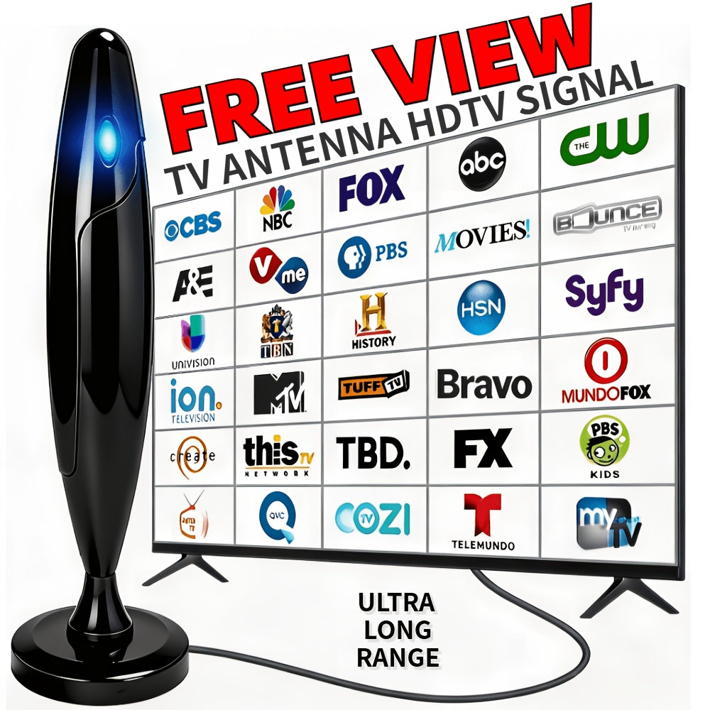 AI Smart TV Antenna Indoor with Signal Booster Amplifier – 4K 1080P HD, Digital Tuner, Range Extender, Home Theater & Streaming Compatible, Ultra Signal Pro