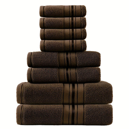 Towel Set 8 Piece 550GSM Pure Cotton Vintage Striped Bath, Hand Towels and Washcloths for Home and Guest Use