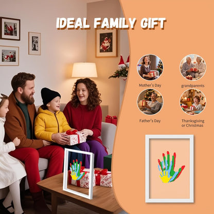 Family Handprint Kit with 4 Slots & 6 Colors – Memory Frame Keepsake Gift