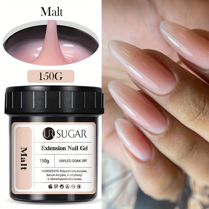 Malt Nude Hard Builder Gel for Nail Extensions and Overlays, 150g Jelly Formula Jar for UV or LED Lamp Curing