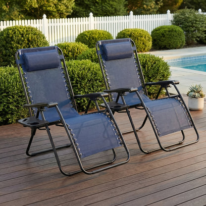 Zero Gravity Chair 2 Pack – 330lb Capacity, Ergonomic Adjustable Recline & Locking System, Foldable Patio Lounger with Cup Holder – Lawn, Poolside, Beach & Travel