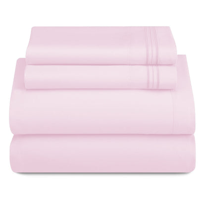 Bed Sheet Set 1800-Series Microfiber with Six Fitted-Sheet Sizes and Twenty Solid Color Choices