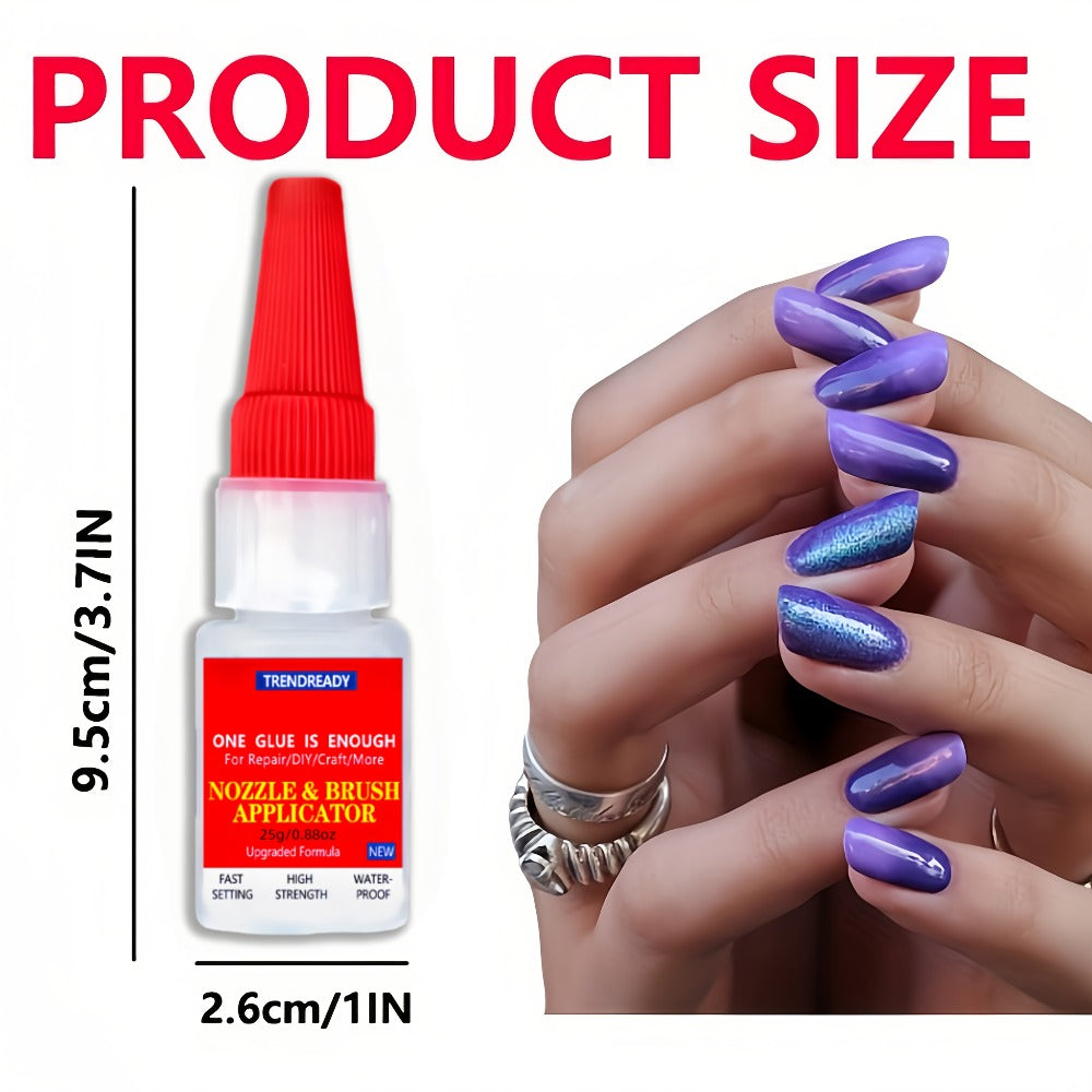 Nail Glue Salon Grade Super Glue 2-Pack – Heavy Duty Clear Adhesive for Artificial Nails, Multi-Surface Repairs, Waterproof with Dropper & Brush, Non-Yellowing