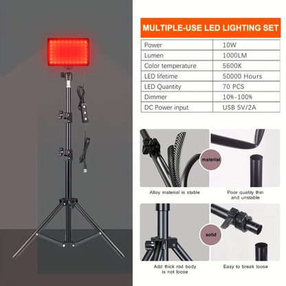 LED Video Fill Light Panel Kit with Tripod Stand & RGB Filters, Dimmable 5600K Studio Light for Vlogging