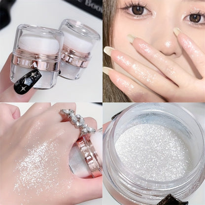 Glitter Highlighter Powder Set 3pcs Shimmer for Face & Body - Radiant Sparkle Fairy Glow Buildable Medium Coverage
