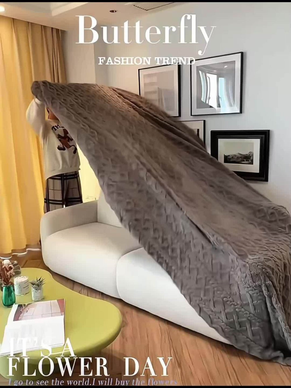 Sofa Cover 300 GSM Shu Velveteen Jacquard Throw in Three Sizes and Five Solid Colors for Armchair to Sectional