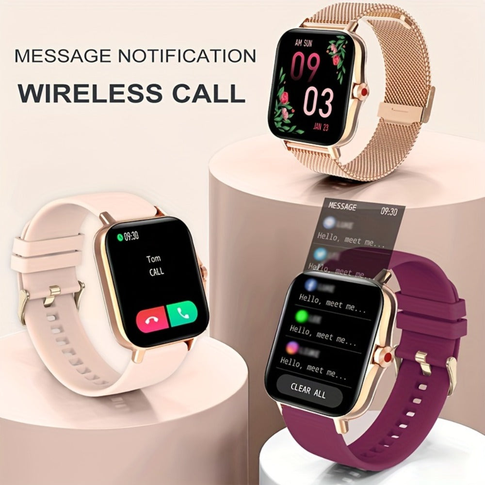 Women's Smartwatch with Voice Assistant, Message Alerts, Sport Modes and Dual Silicone Straps