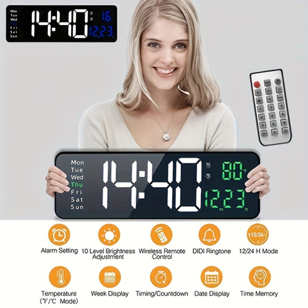 LED Digital Alarm Clock with Dual Alarm, Countdown Timer & 4-Level Dimmer for Bedside Nightstand