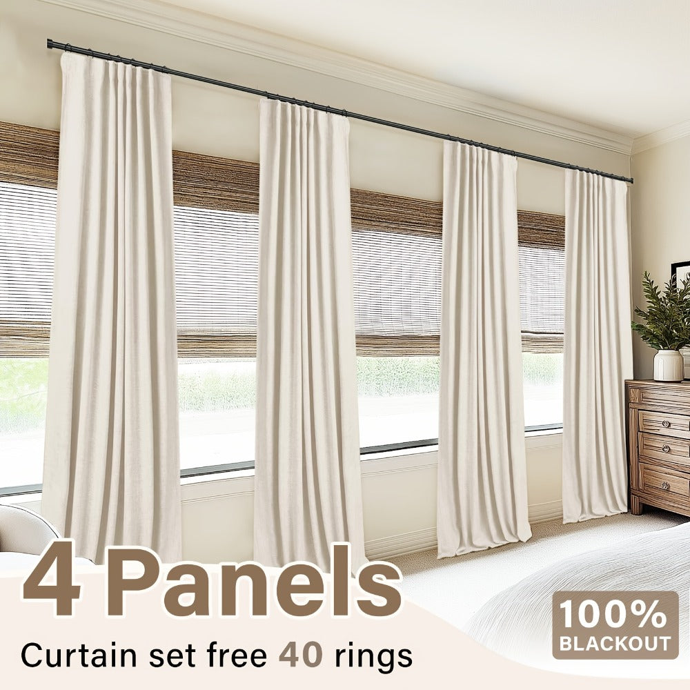 Four-Panel Textured Window Curtain Set in Ten Colors and 50-Inch Width with Four Exact Length Options