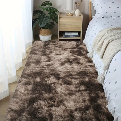 Area Rug Tie-Dye Shaggy Plush Design with Six Colors and Four Washable Sizes for Bedroom or Dorm