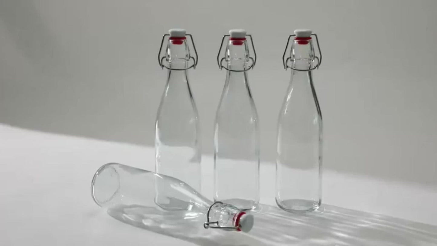 Glass Bottles with Airtight Lids 8oz - 6 9 12 Pack Clear Kitchen Storage Bottles for Kombucha Home Brewing Vanilla Extract Vinegar Homemade Juice Water Soda | Meal Prep Pantry Organization