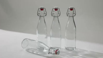 Glass Bottles with Airtight Lids 8oz - 6 9 12 Pack Clear Kitchen Storage Bottles for Kombucha Home Brewing Vanilla Extract Vinegar Homemade Juice Water Soda | Meal Prep Pantry Organization
