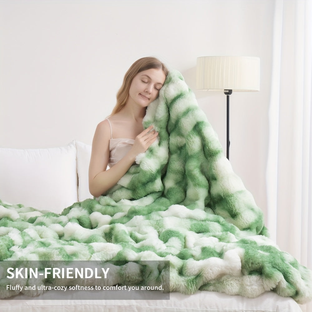 Faux Rabbit Fur Fluffy Blanket – Thick Warm Soft Plush Throw for Bed & Living Room, Luxury Furry Blanket, 8 Colors, 4 Sizes