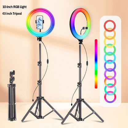 LED Ring Light 10/12 Inch with Tripod Stand & Phone Holder – 3 Color Modes, 12 Brightness Levels, USB Powered Selfie Light for Makeup, Photography, Video & Streaming