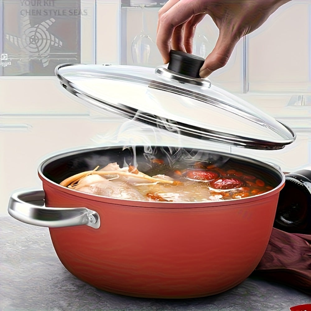 Nonstick Stock Pot with Lid 10 Inch Stone Derived Coating Iron Core Even Heating Induction for Entryways, Bedrooms and Living Spaces