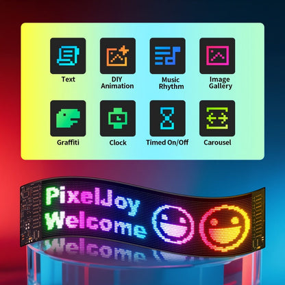 Bendable LED Display Screen App & Remote Control - Ultra-Thin 2mm Flexible LED Matrix Panel Custom Text DIY Patterns for Car Window Store Sign Concert Sports Cheering Banner Wedding Party Decoration