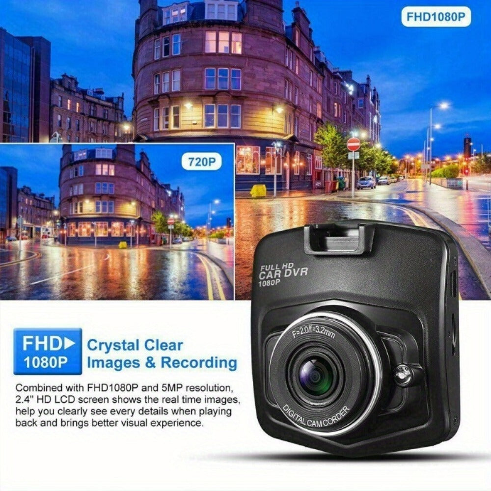 1080P Dash Cam for Cars - 2.2" LCD Display, Continuous Loop Recording, 24/7 Parking Surveillance, Motion Detection, No Battery Required, Universal Vehicle Dashboard Camera