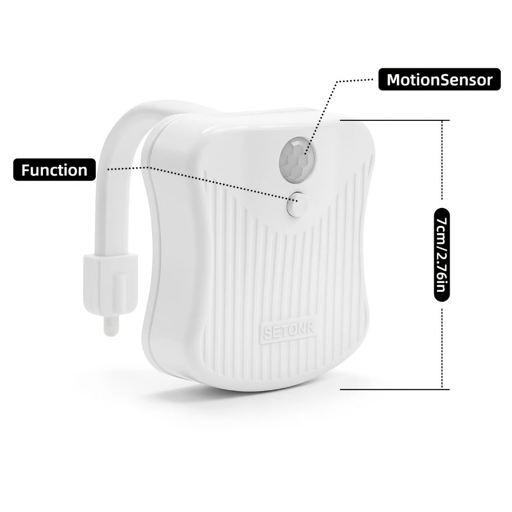 Two-Piece Clip-On Toilet Bowl LED Night Light Set with Motion Sensor and Three Brightness Levels