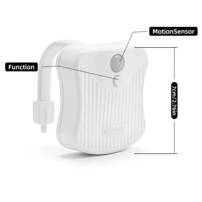 Two-Piece Clip-On Toilet Bowl LED Night Light Set with Motion Sensor and Three Brightness Levels