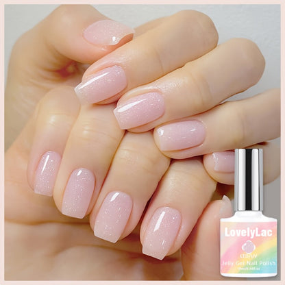 Gel Nail Polish Pink Glitter Jelly Arch-Shaping Color Gel with Sheer Translucent Finish and UV/LED Cure for Nail Art