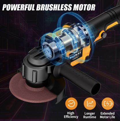 Power Tools YUNXI Cordless Angle Grinder with Rechargeable Battery, Polishing Accessories and Case Options