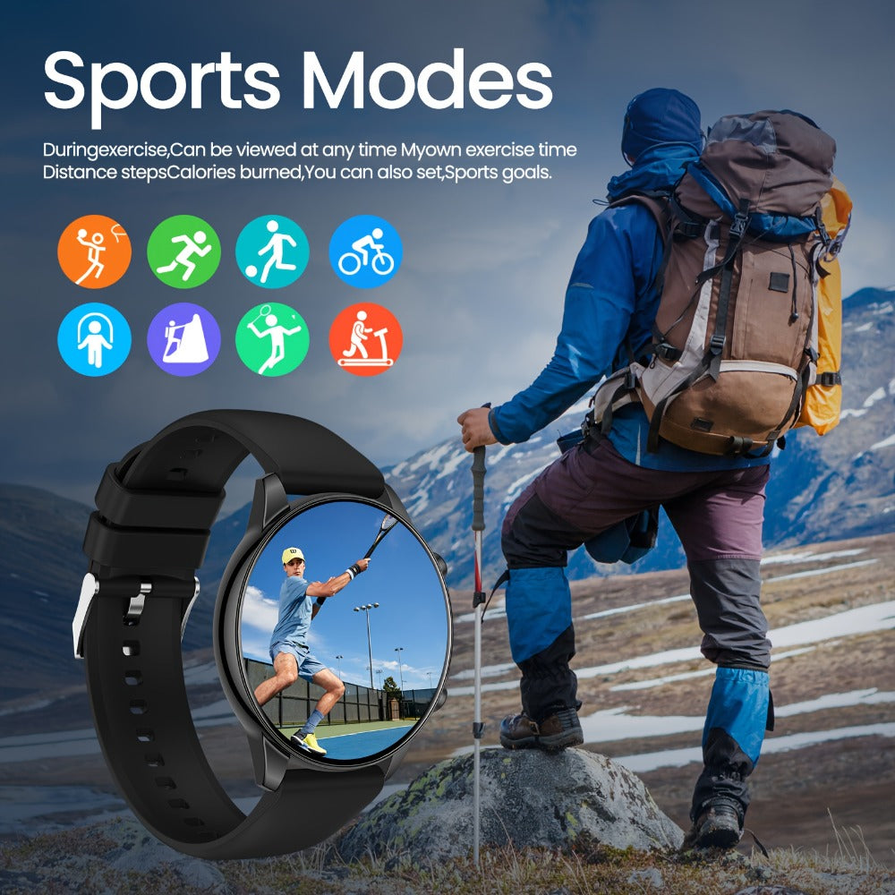 Smartwatch 2.01 Inch Round Dial with Calling, 100 Sport Modes, Games and Calculator with Two Band Styles