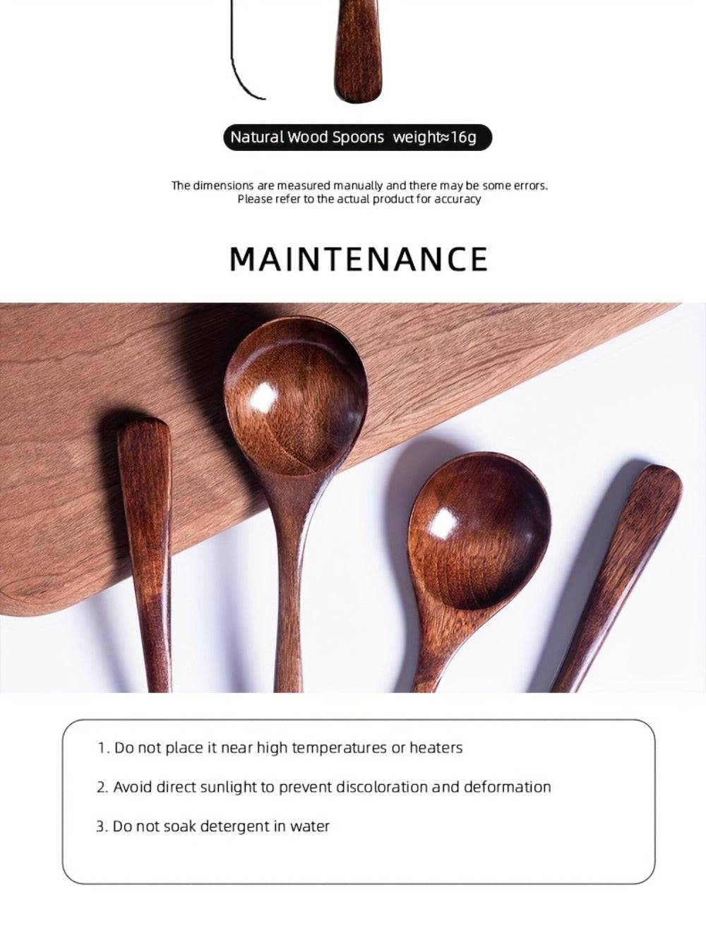 Wooden Spoons for Eating 8pcs – 7.28 Inch Small Wood Teaspoons for Stirring Coffee, Tea, Honey, Cooking & Serving Soup Dessert, Wooden Spoon Set