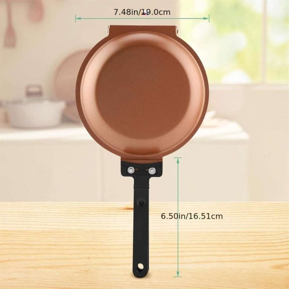 Reversible Non-Stick Pancake Skillet – Foldable Stainless Steel Flip Pan for Fluffy Pancakes, Omelettes & Frittatas | Dual-Sided Coating Dishwasher Safe Breakfast Cookware Pan