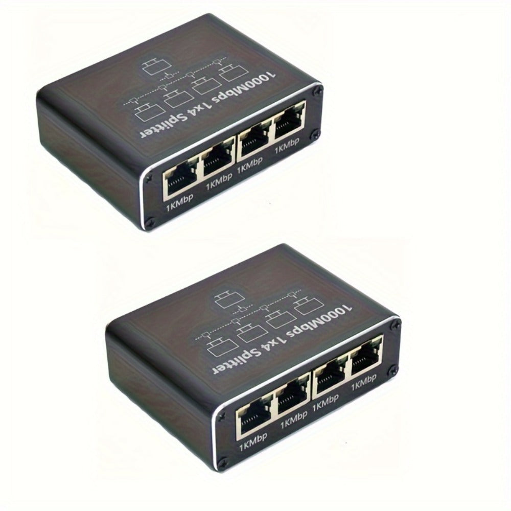 Gigabit Ethernet Splitter 1 to 4 Port 1000Mbps High-Speed LAN Network Adapter with USB Power Cable, Supports 4 Devices Simultaneously, Plug and Play RJ45 Hub for Home Office Gaming Smart TV NAS