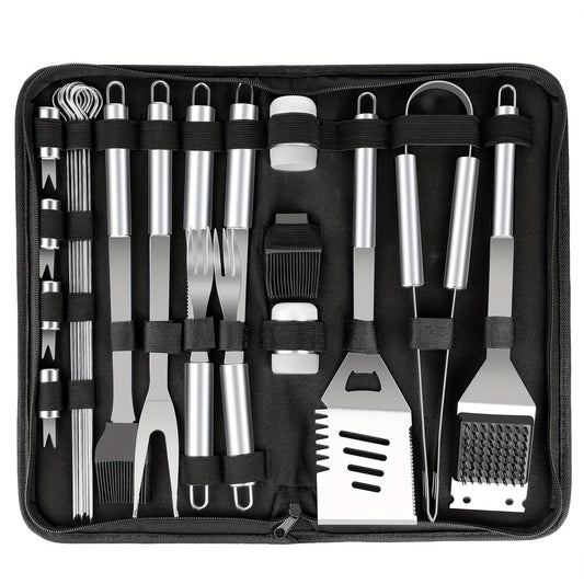 BBQ Grill Accessories Set 15/24PC – Stainless Steel Barbecue Tools Kit for Outdoor & Camping