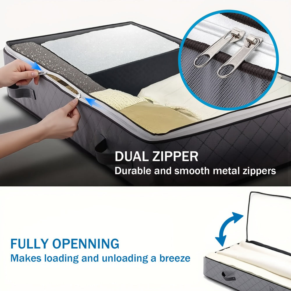 Storage Bag Set, 90L Under-Bed Organizers in 4- or 8-Pack Options with Clear Windows, Two-Way Zippers and Handles