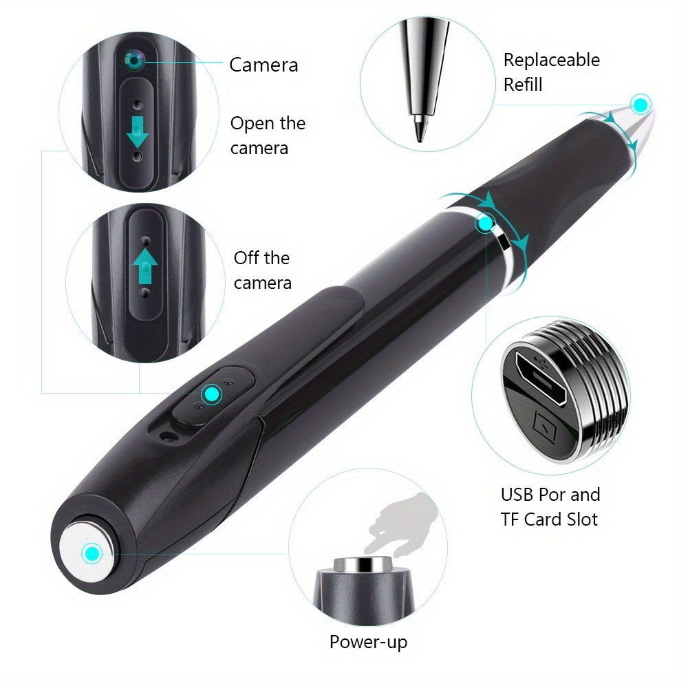 1080P Pen-Style Body Camera with One-Button Recording, USB Port and Camera-Only, 32GB or 64GB Card Options