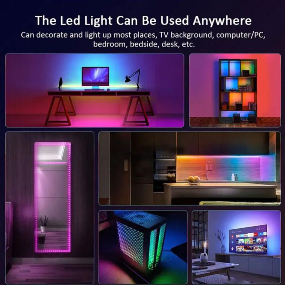 5050 RGB LED Light Strip with USB Plug and Three-Button Controller in 3m, 4m or 15m Lengths